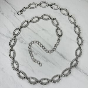 Silver Tone Twisted Rope Oval Link Chain Belt Plus Size 2X 3X Y2K Statement ✨